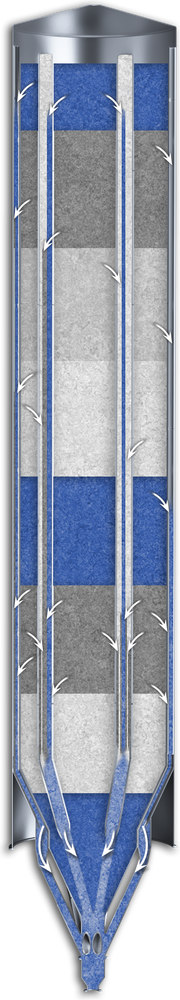 PW PipeBlend – Pipe Blender, sectional view showing material flow